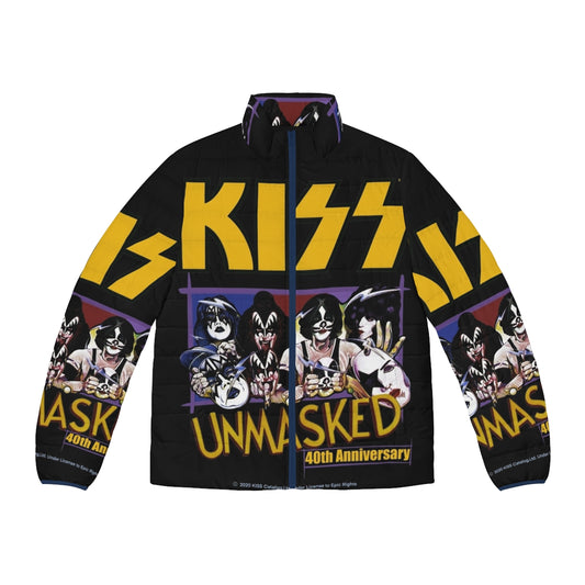 Kiss Unmasked inspired puffer jacket featuring the iconic band members