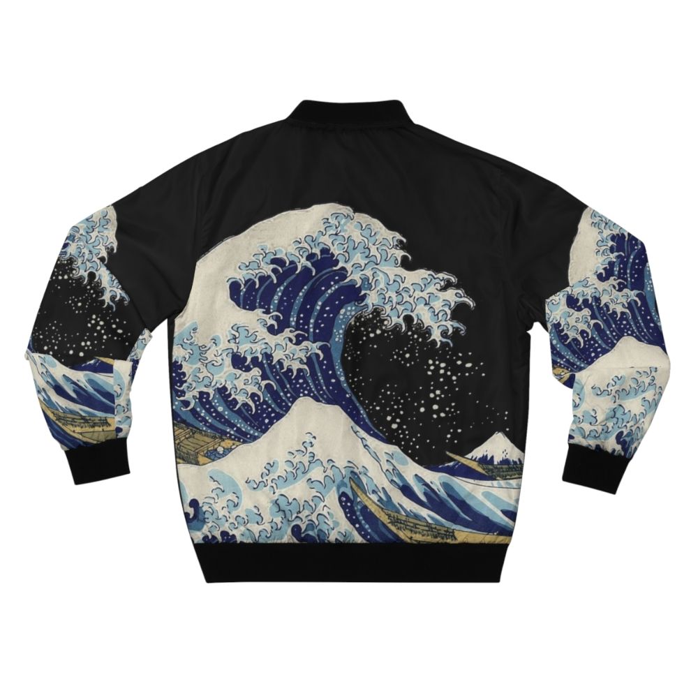 Bomber jacket featuring Hokusai's iconic "The Great Wave off Kanagawa" painting - Back