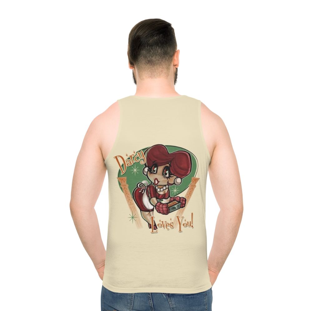 Unisex tank top with heart design in retro style - men back