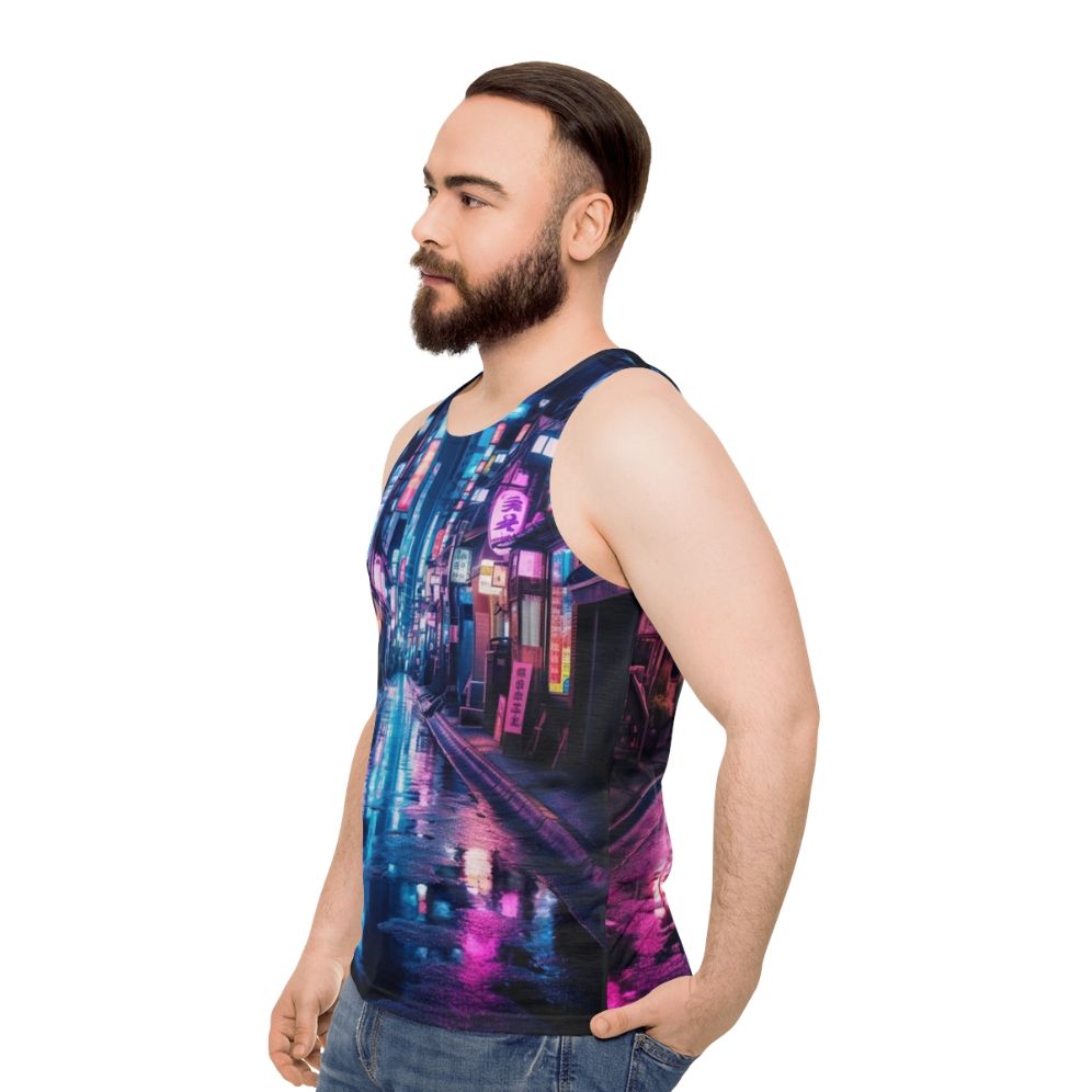 Tokyo neon cyberpunk unisex tank top - men side