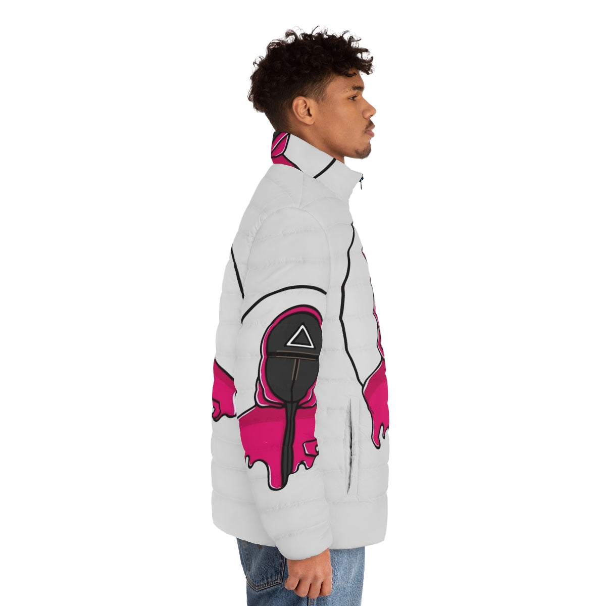 Triangle puffer jacket inspired by the Squid Game Netflix series - men side right