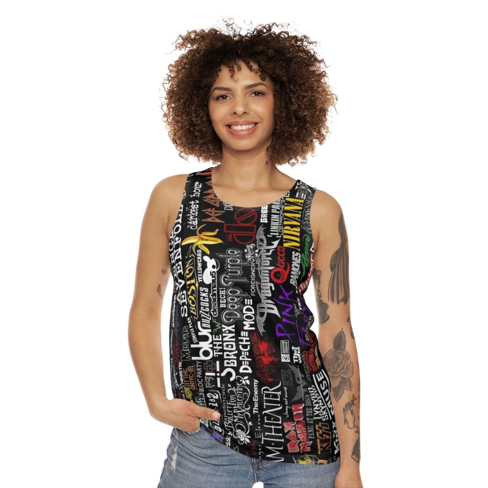 Retro Music Collage Unisex Tank Top - women