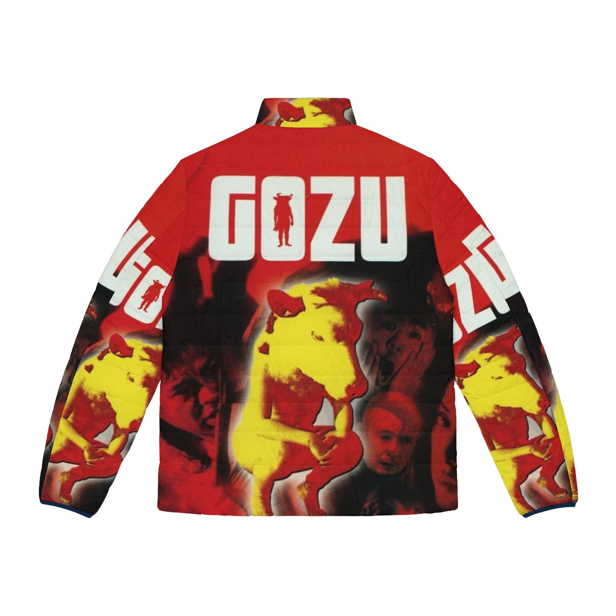 Gozu puffer jacket featuring imagery from the cult classic Japanese horror film - Back