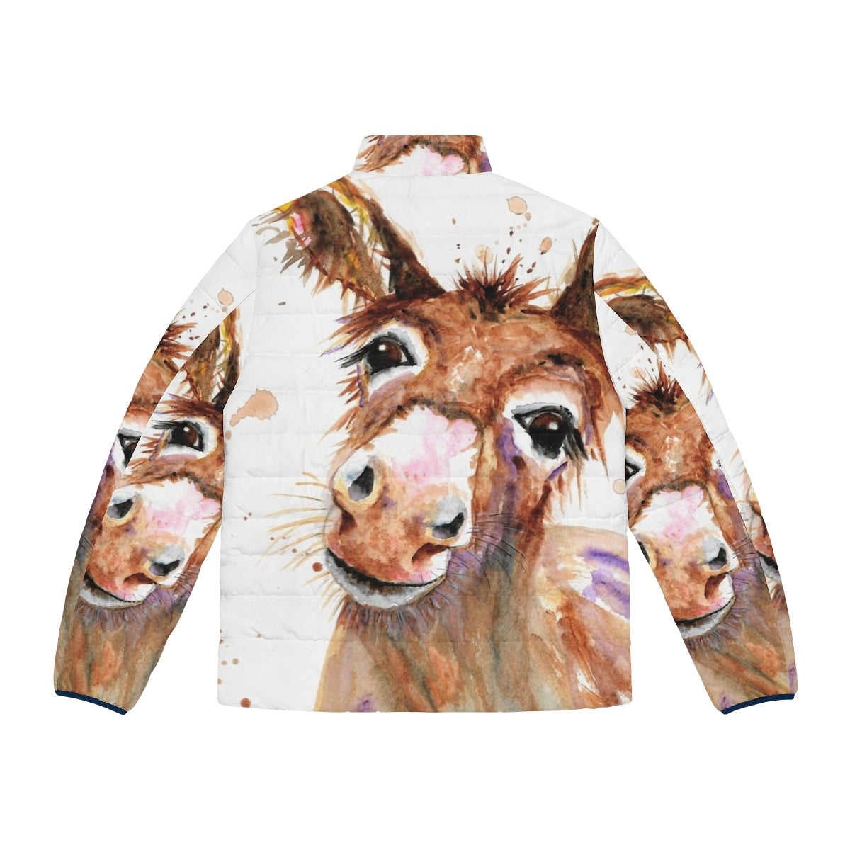 Cute donkey face puffer jacket with a whimsical animal portrait design - Back