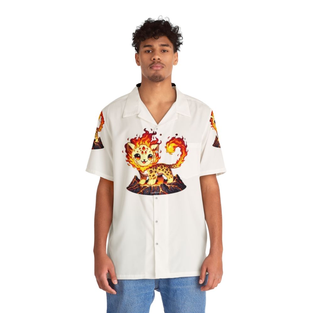 Legendary Lava Leopard Fantasy Hawaiian Shirt - People Front