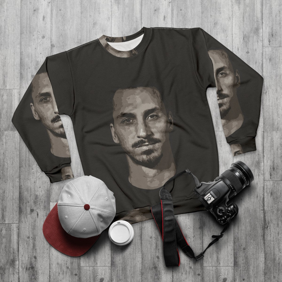 Zlatan Ibrahimovic football sketch design sweatshirt - flat lay