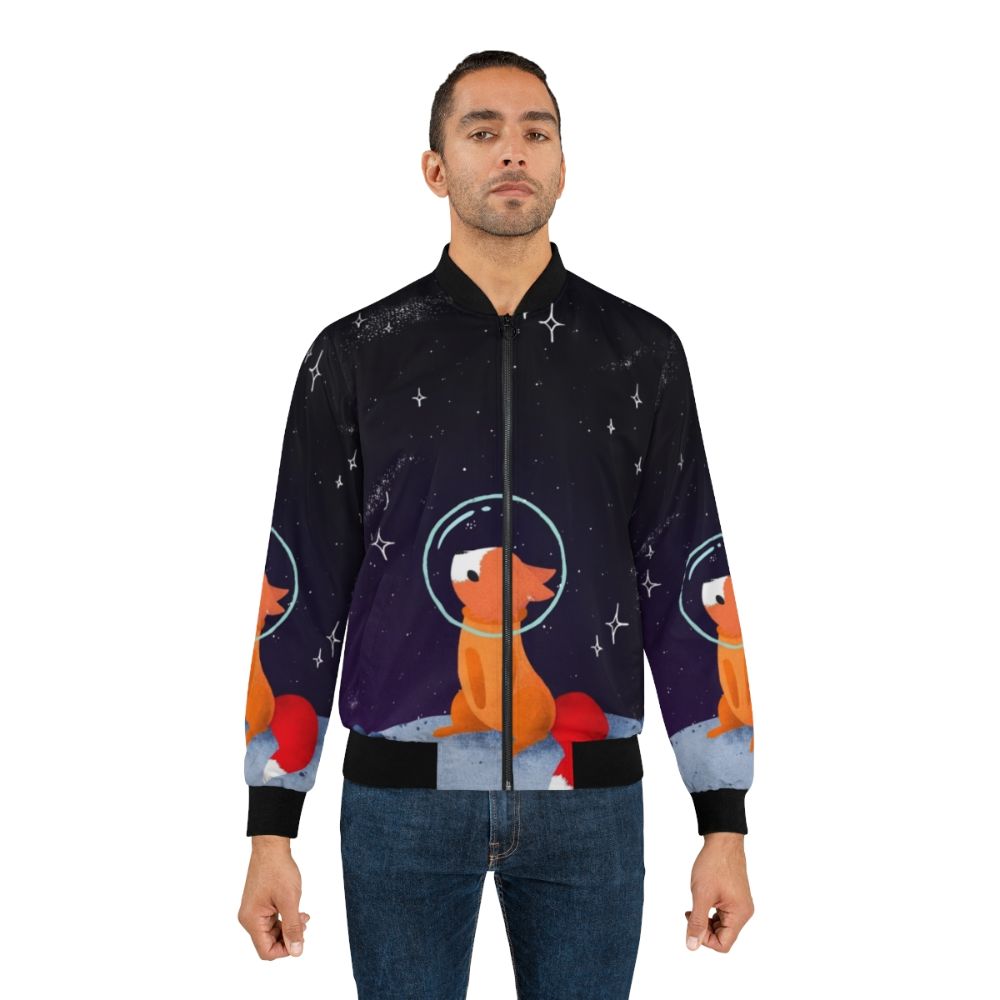 Illustration of a cute space fox in a bomber jacket, exploring the galaxy - Lifestyle