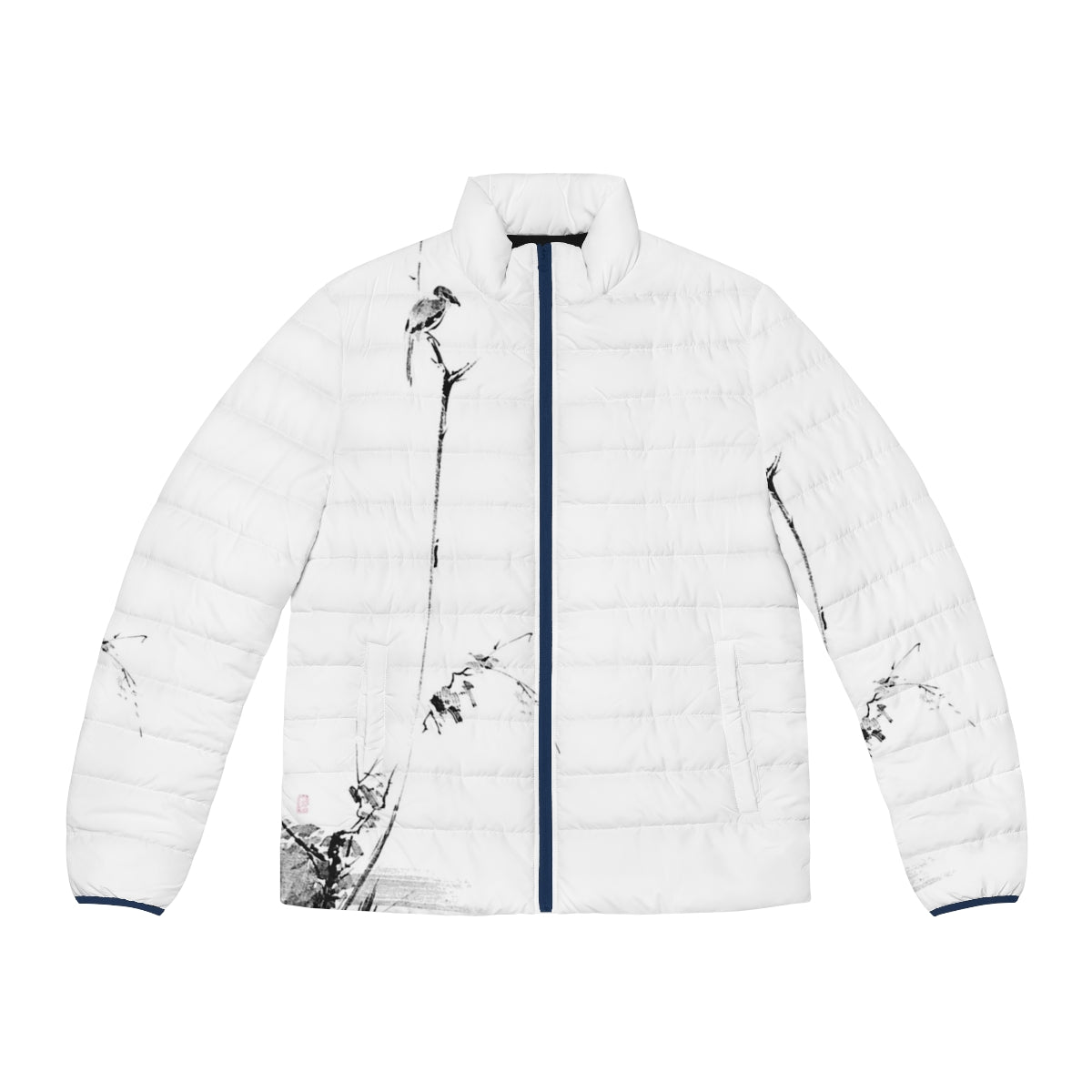 Miyamoto Musashi inspired koboku meikakuzu puffer jacket featuring sumi-e art