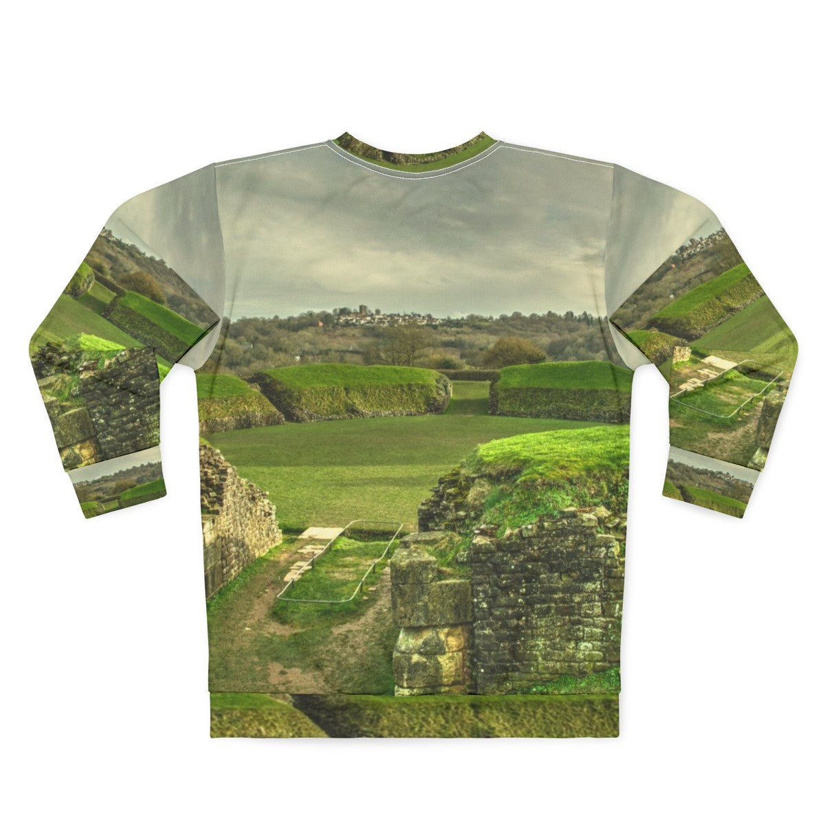 Caerleon Amphitheater Sweatshirt featuring ancient Roman ruins in Wales - Back