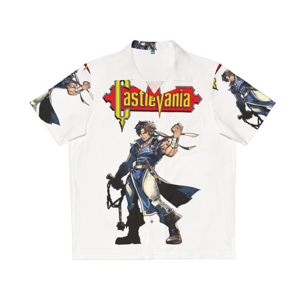 Castlevania Hawaiian Shirt featuring characters Alucard, Trevor Belmont, and Sypha Belnades