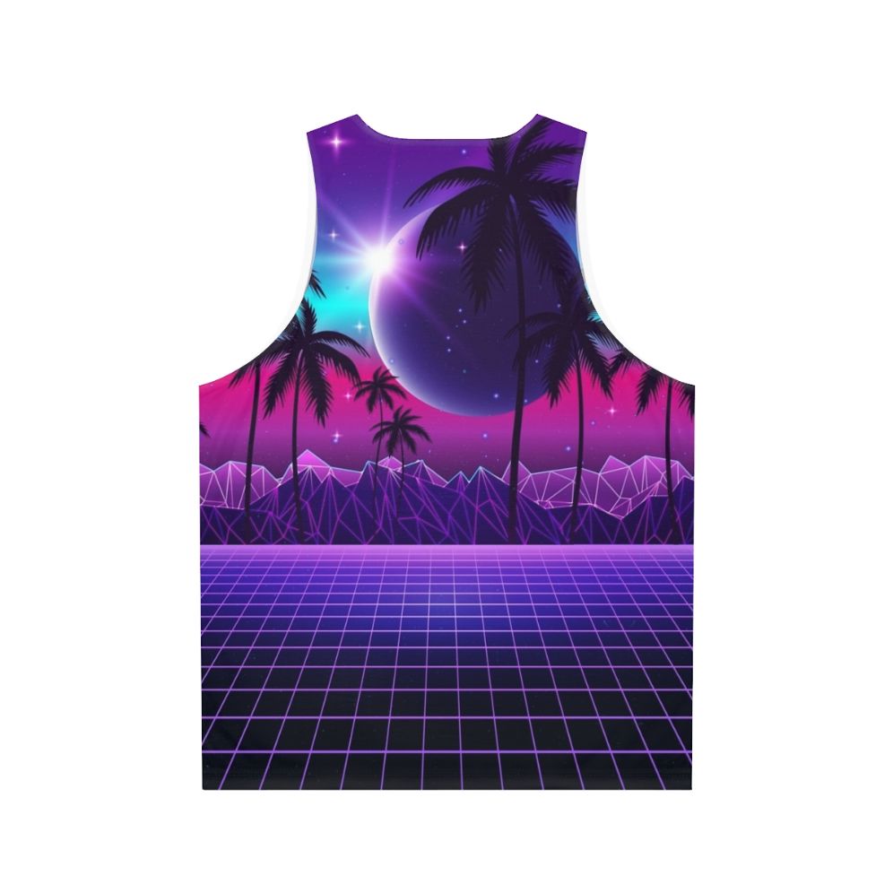 Retro aesthetic neon sunset unisex tank top - Back