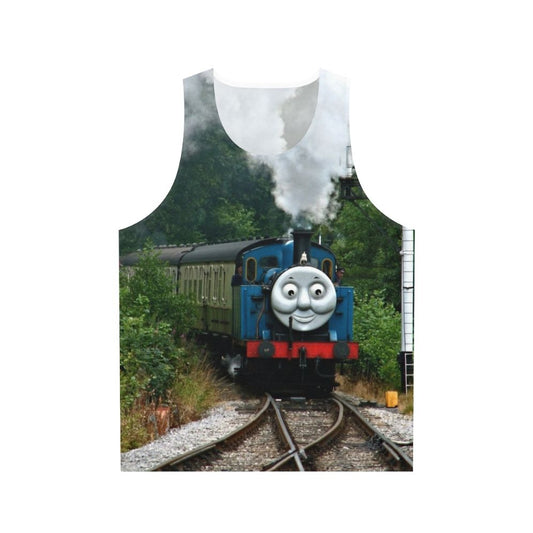 Unisex tank top with vintage steam locomotive design