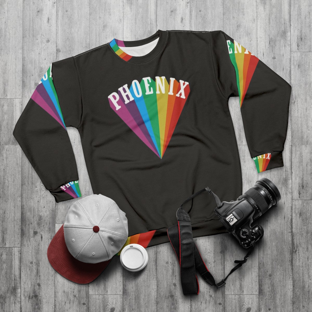 Phoenix Rainbow 2.0 Sweatshirt - French Indie Pop Band - flat lay