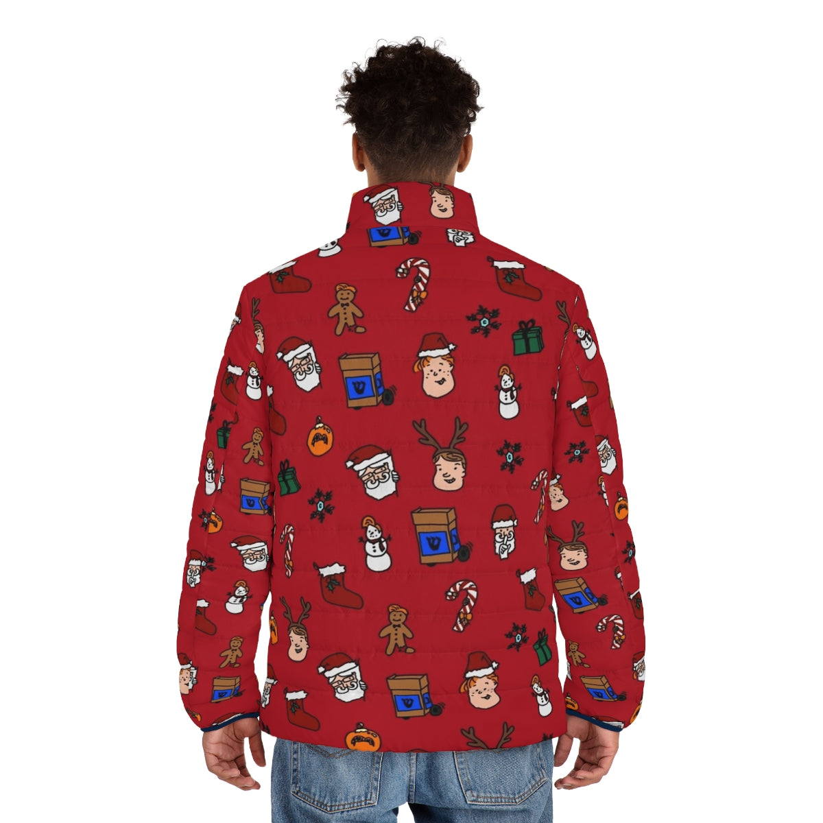 Team Coco Holiday Puffer Jacket featuring Conan O'Brien's iconic comedy brand - men back