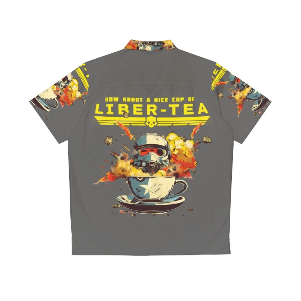 Helldivers II Hawaiian Shirt with sci-fi co-op gaming design - Back