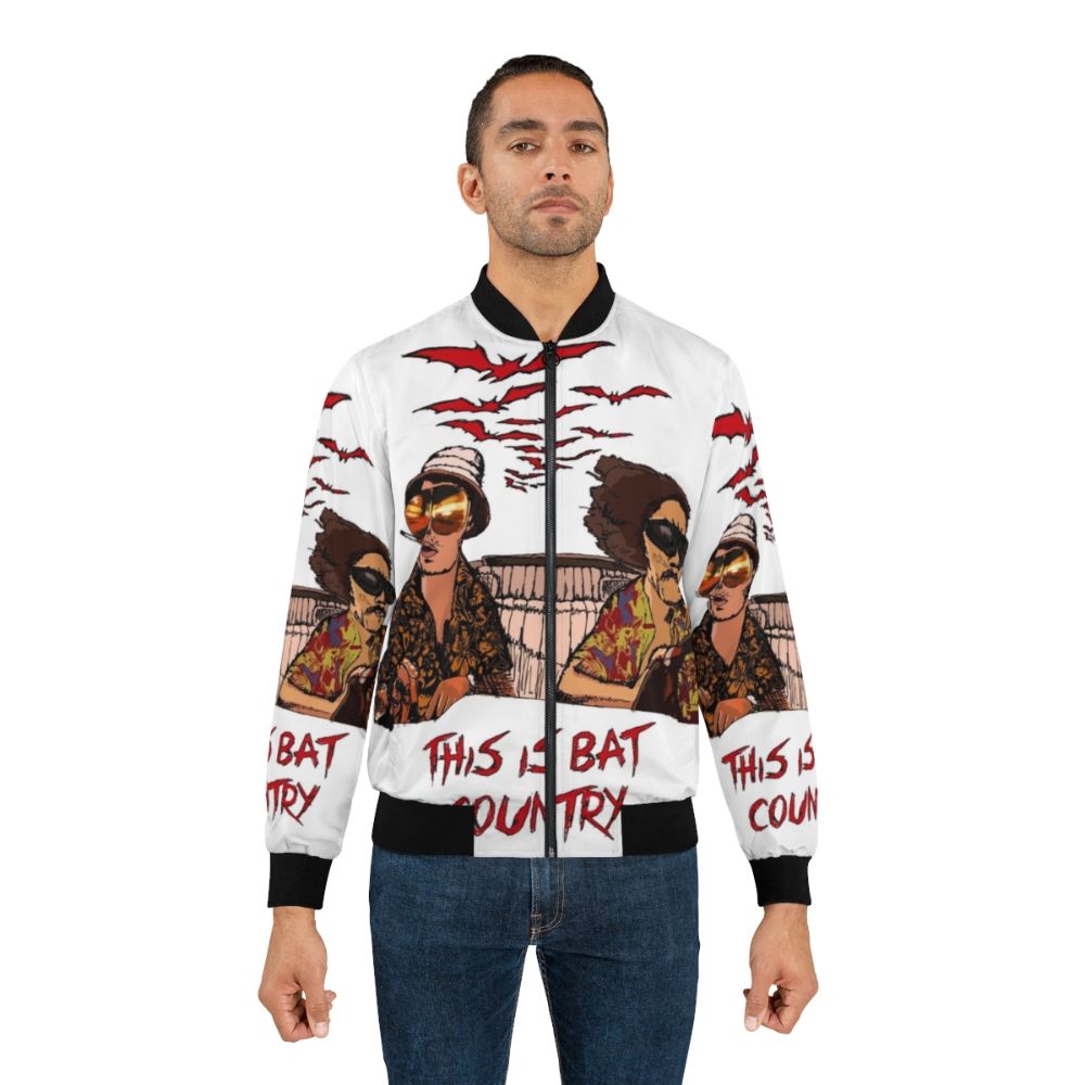 Bat Country Bomber Jacket featuring psychedelic motifs and inspired by the movie Fear and Loathing in Las Vegas - Lifestyle