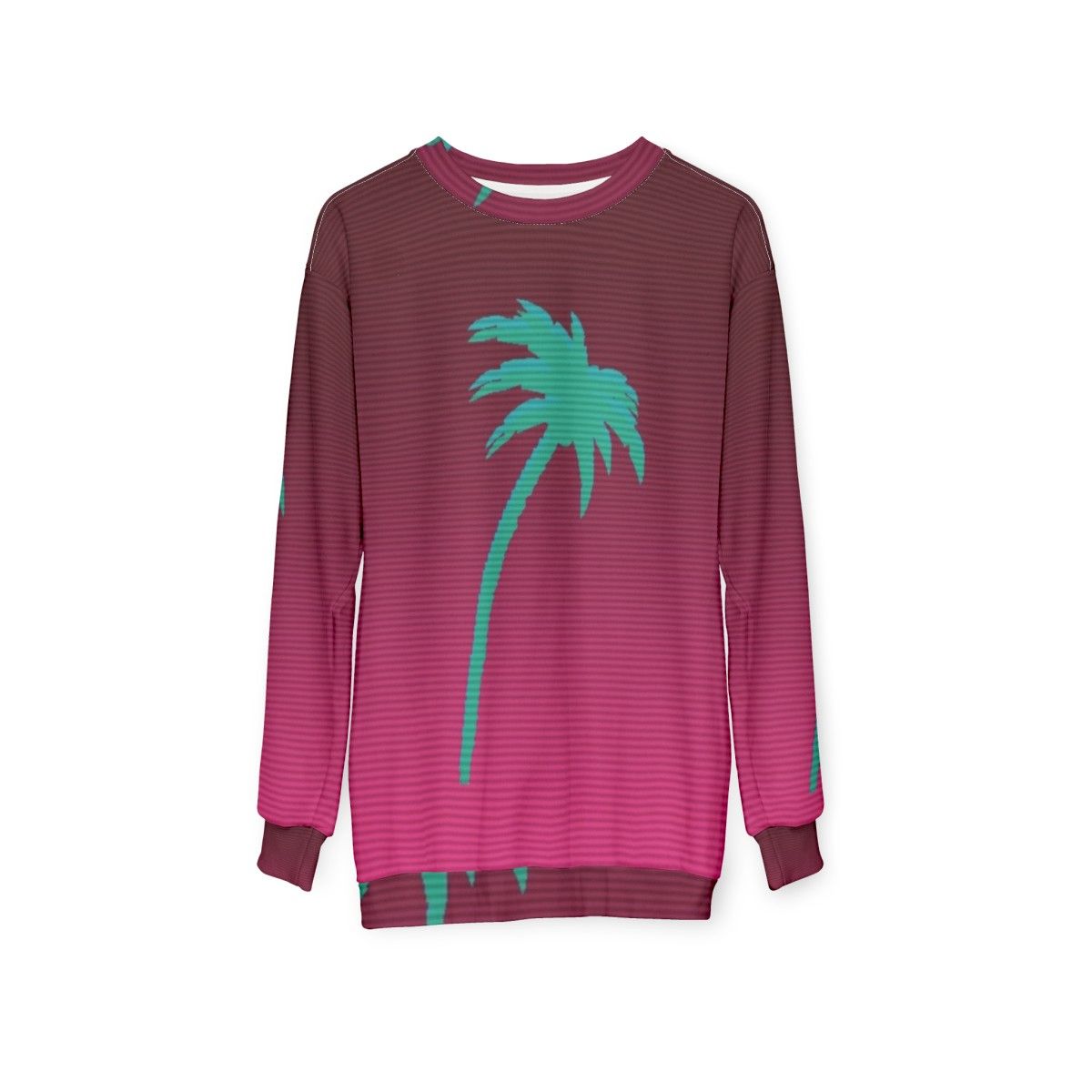 Hotline Miami inspired palmtree vaporwave sweatshirt - hanging