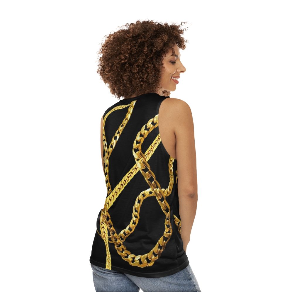 Gold chains unisex tank top - women back