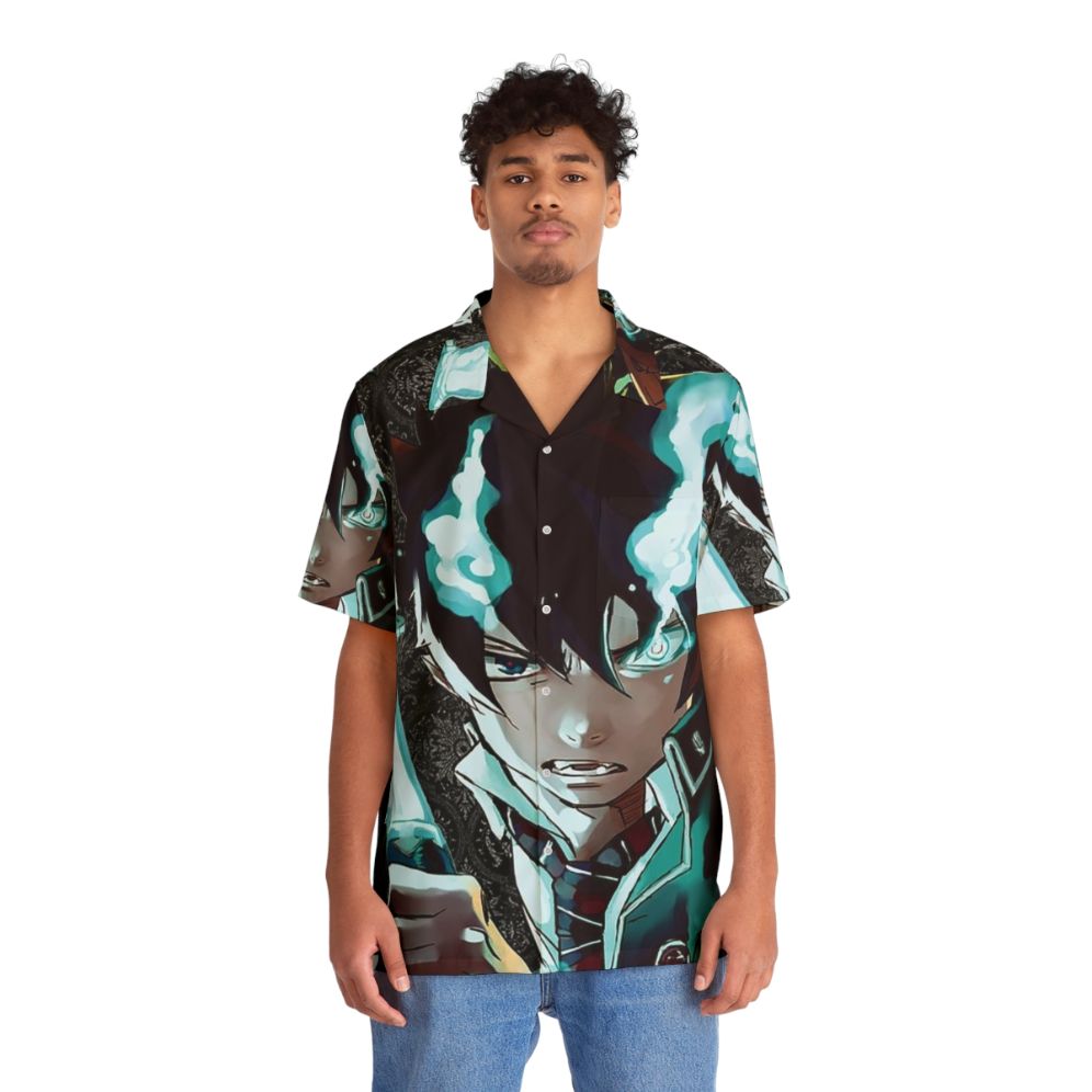 Blue Exorcist anime-inspired Hawaiian style shirt - People Front