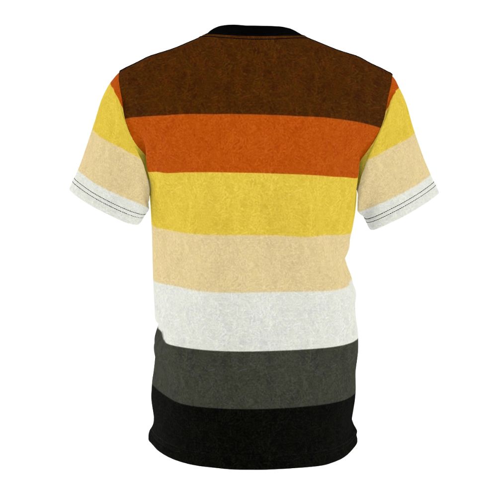 Colorful graphic t-shirt featuring a gay pride flag design on a background - Back