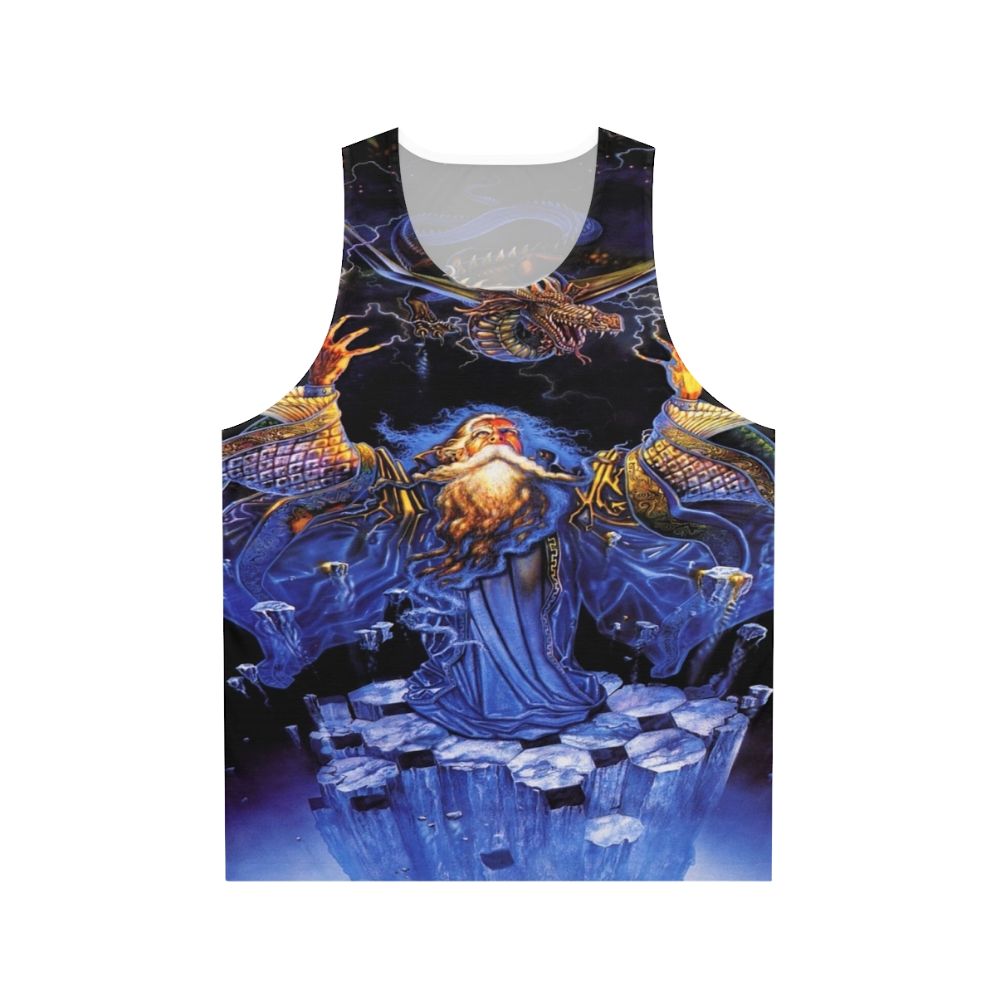 Dragon wizard graphic on unisex tank top