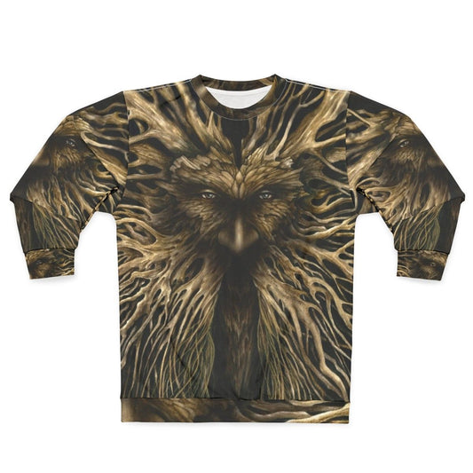 Lord of the Greenwood nature themed sweatshirt with leaf pattern design