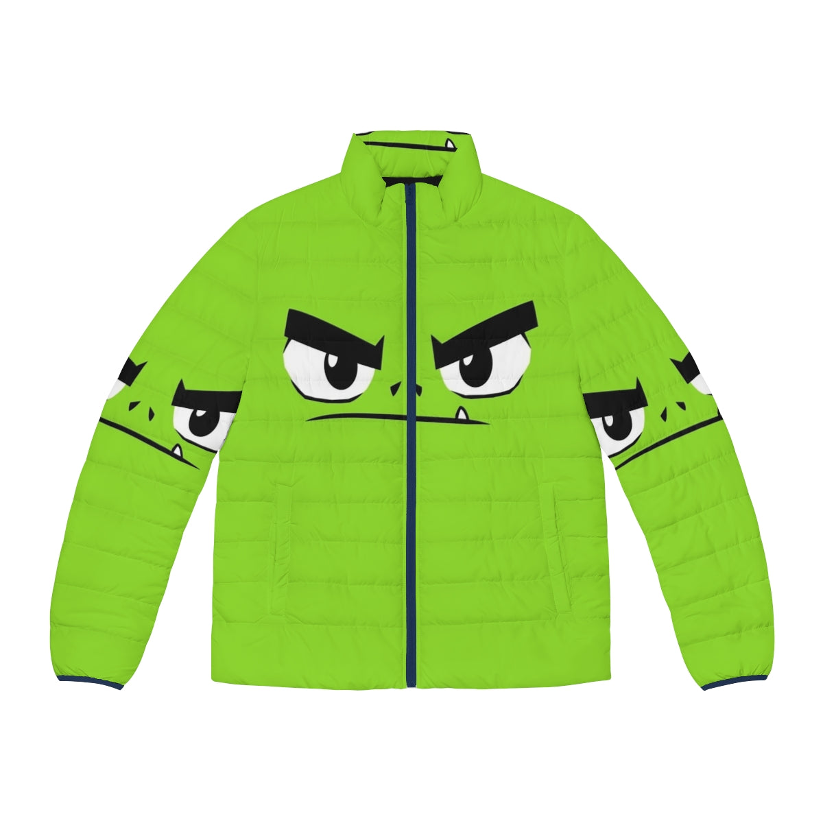 Beast Boy-inspired puffer jacket with a fierce, green monster design