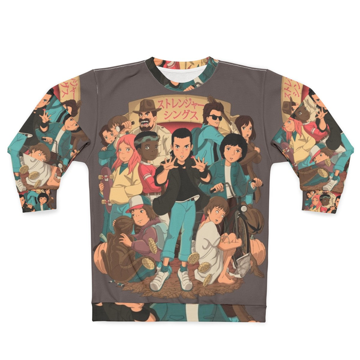 Stranger Things Anime 2 Sweatshirt featuring characters from the popular Netflix series