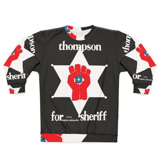 Hunter S. Thompson inspired sheriff sweatshirt with gonzo and psychedelic design