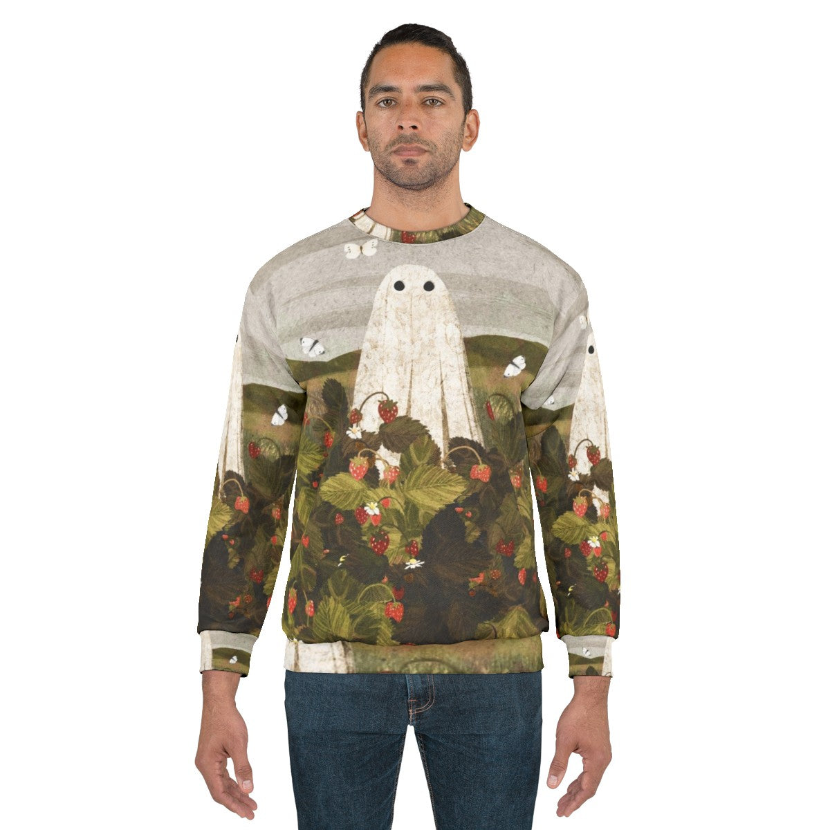 Strawberry Fields ghostly sweatshirt with haunting floral design - men