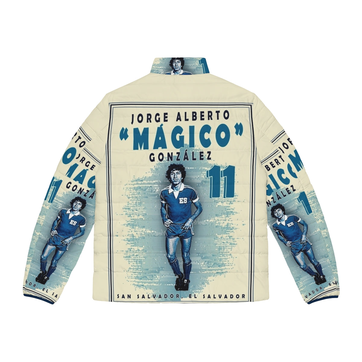 Jorge Alberto "Mágico" González Puffer Jacket, featuring the legend from Cádiz, Spain - Back