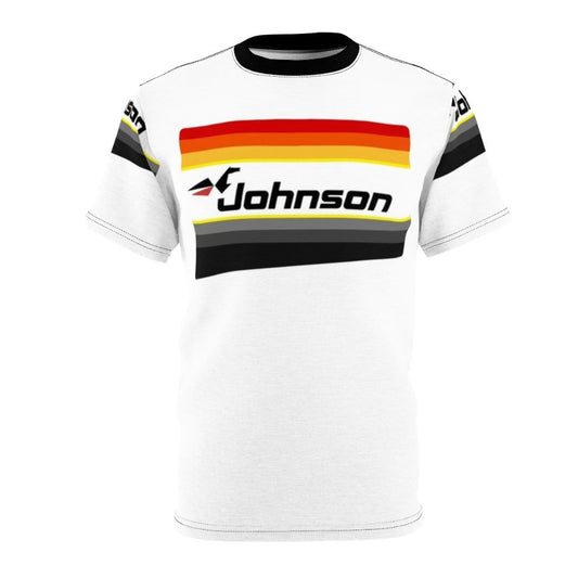 Retro Johnson Outboards T-shirt featuring a classic Johnson outboard design