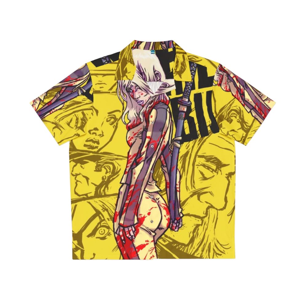 Quentin Tarantino Kill Bill Hawaiian Shirt with Samurai Sword and Anime/Manga Inspired Design