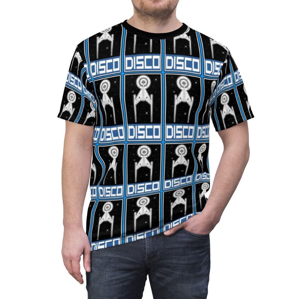 Retro Disco Blue Space Exploration T-shirt - men front