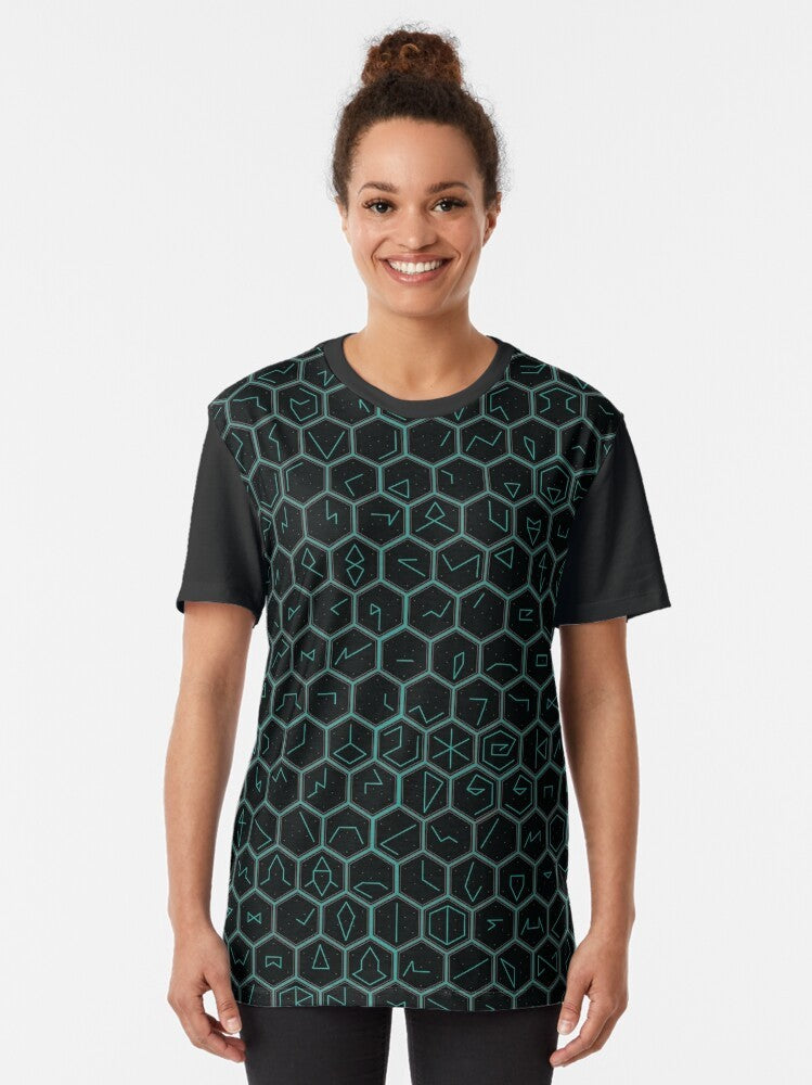 Ingress Glyph Series Graphic T-Shirt, featuring the iconic glyphs from the game Ingress - Women