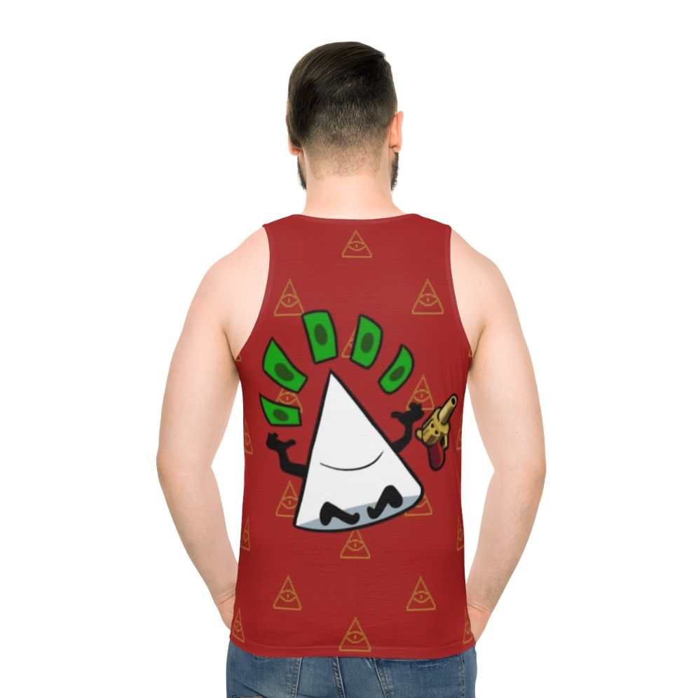 Unisex tank top with Nuclear Throne inspired Yung Venuz design - men back