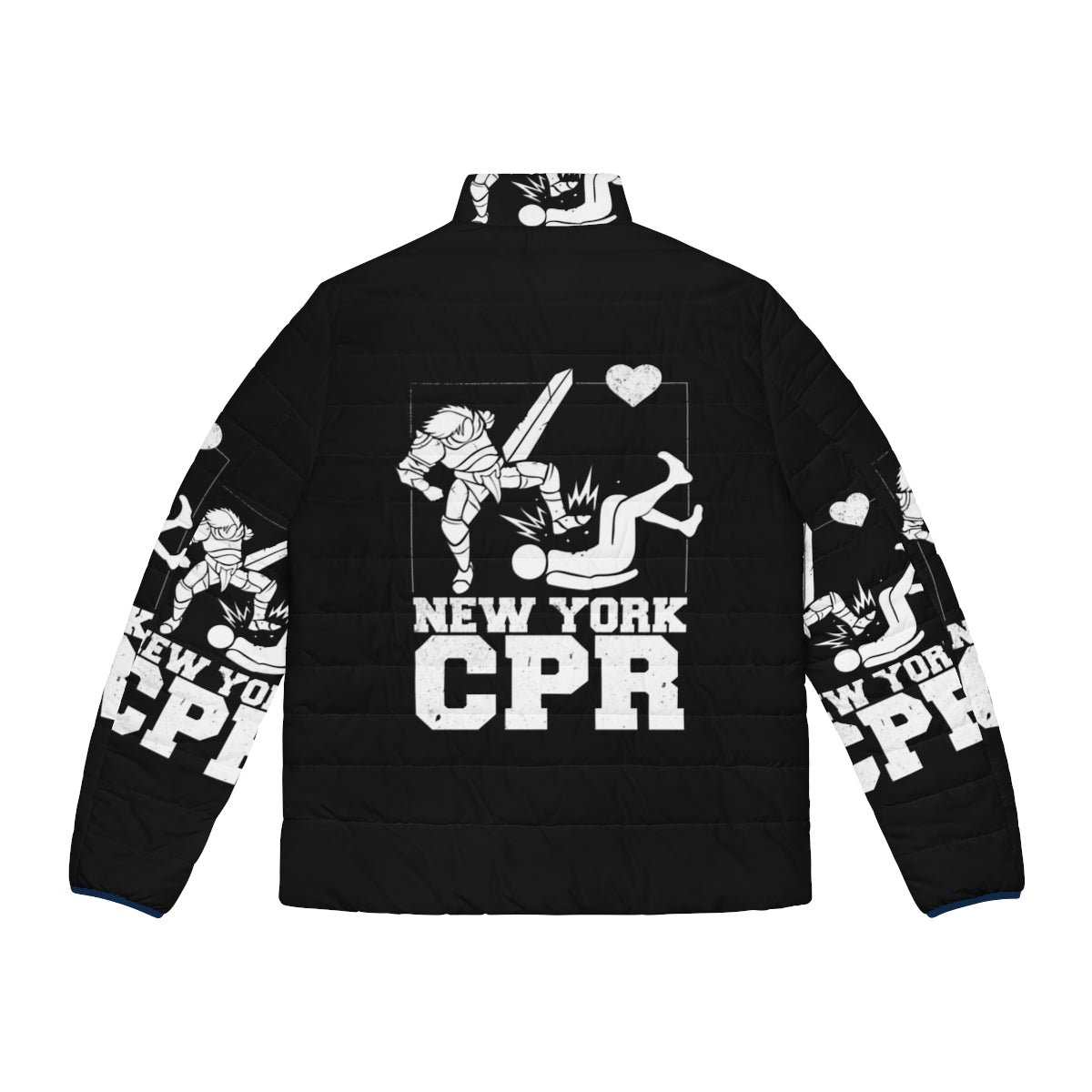 New York CPR Black Puffer Jacket, a warm and fashionable winter coat - Back