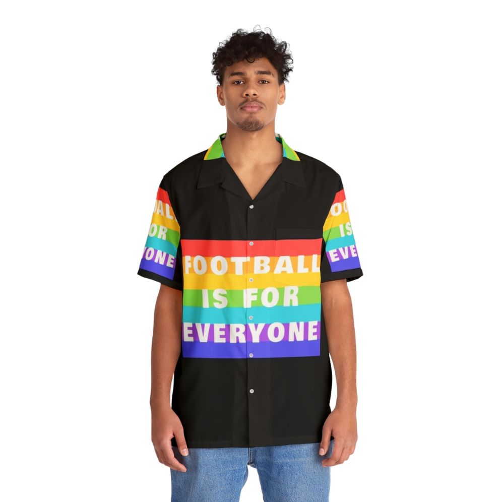 Colorful hawaiian shirt with football print for everyone - People Front