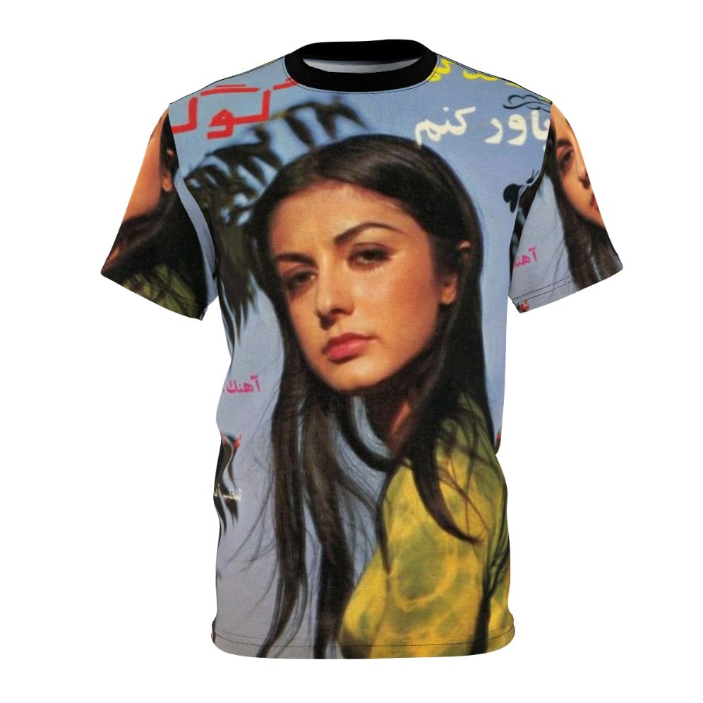 Vintage-style t-shirt featuring the album cover art of renowned Iranian pop singer Googoosh