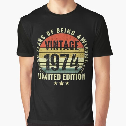 Vintage 1974 - 50th Birthday Distressed Graphic T-Shirt