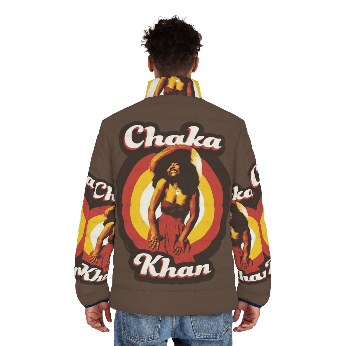 Chaka Khan inspired 70s funky soul puffer jacket - men back