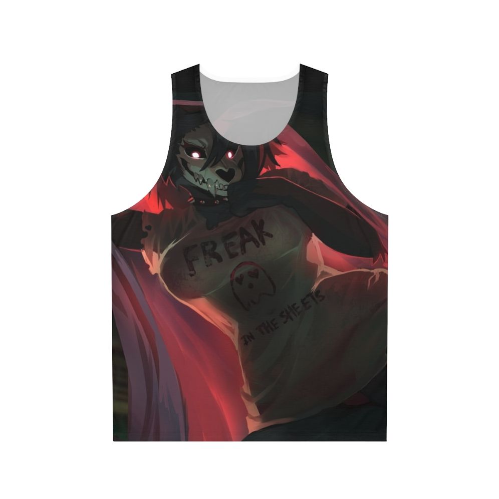 SCP-1471 Unisex Tank Top featuring a werewolf or skull dog design