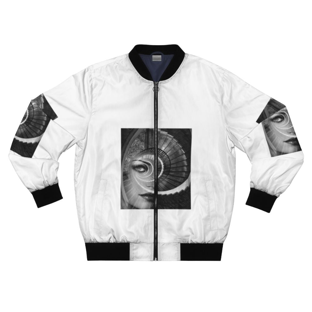 Dreamy spiral geometric abstract pattern bomber jacket