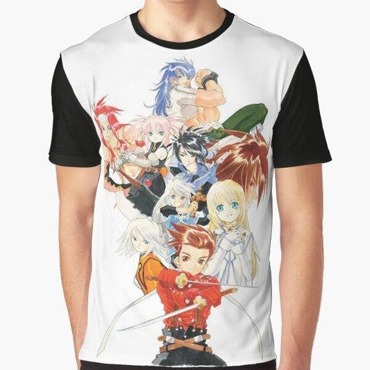 Tales of Symphonia graphic t-shirt featuring the coverart design without any logos