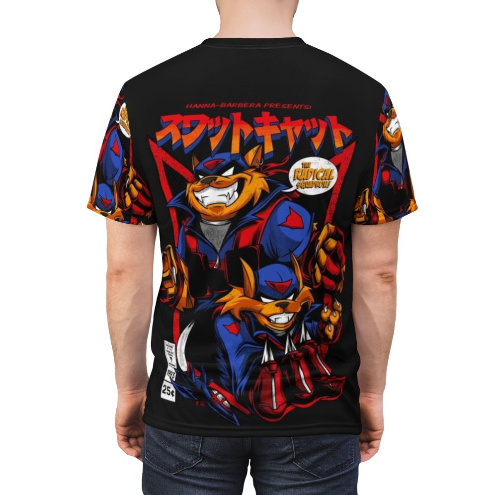 Retro 90s cartoon Swat Kats inspired t-shirt with vector illustration - men back