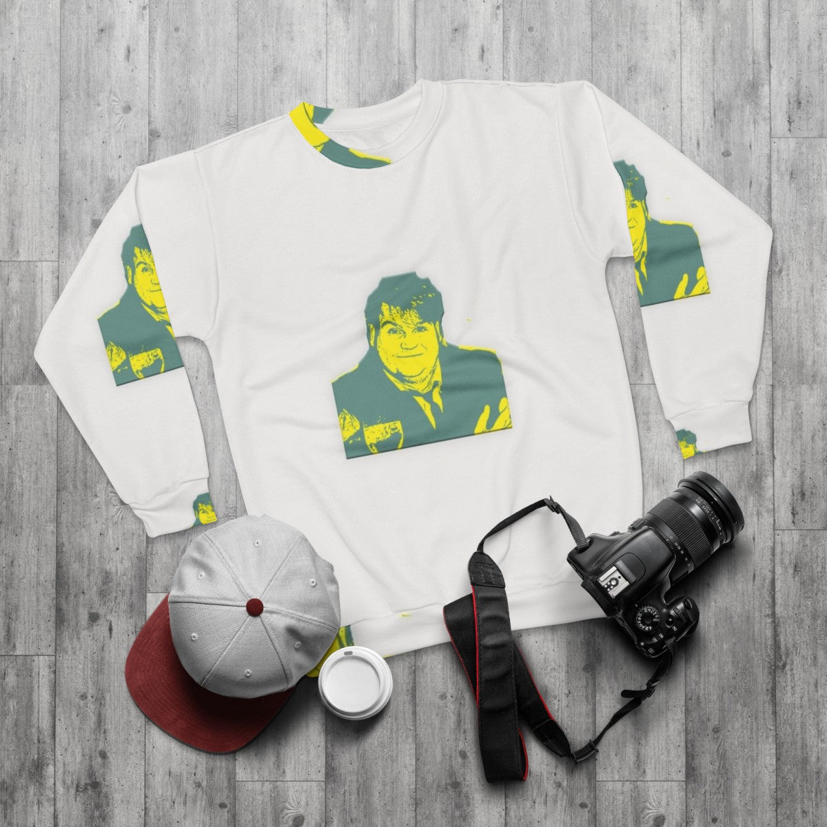 Chris Farley 90s Graphic Sweatshirt - flat lay