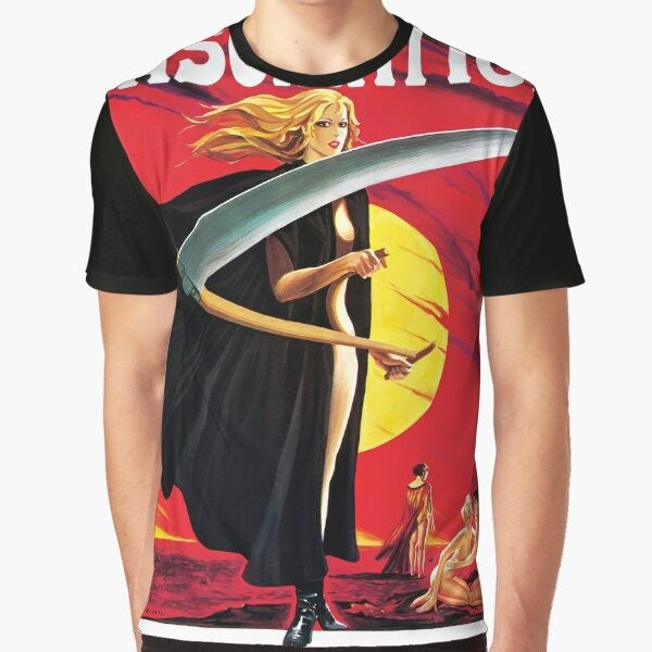 Graphic t-shirt featuring the iconic gothic horror imagery of Jean Rollin's filmography.