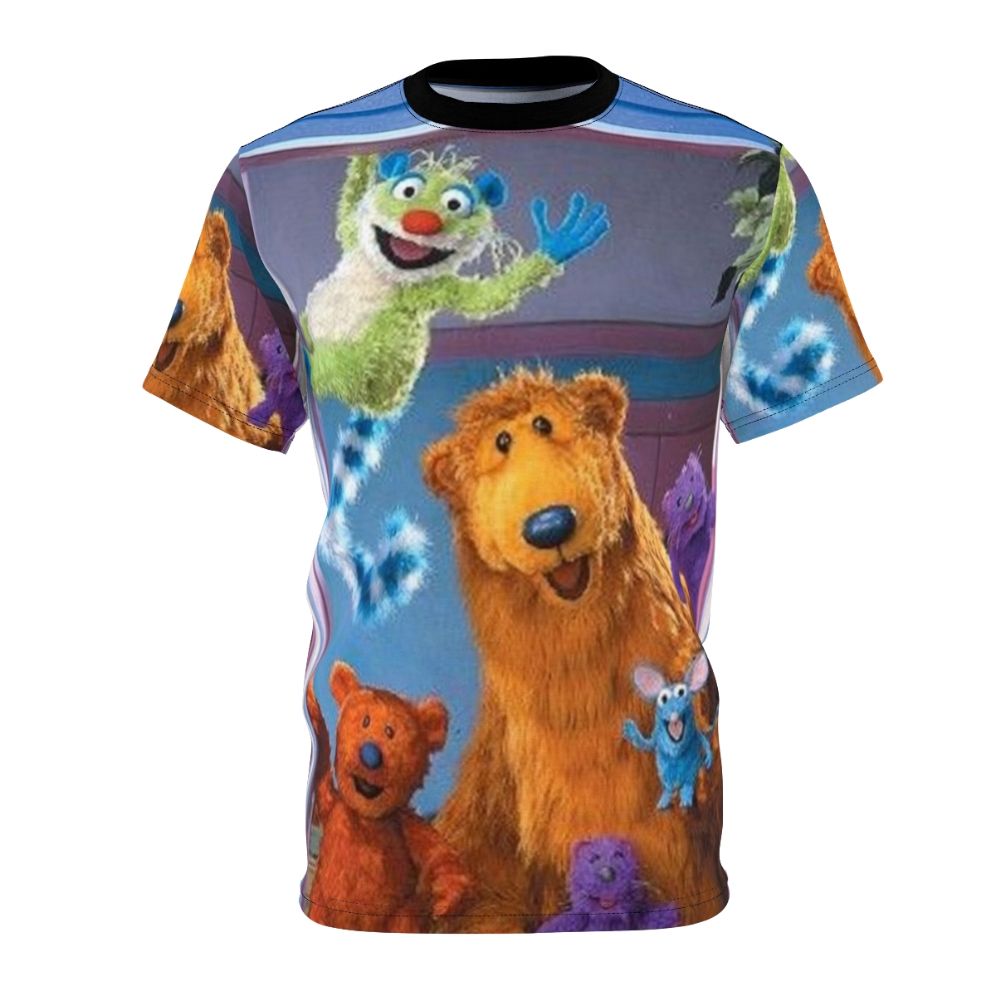 Retro-style t-shirt design featuring a bear character from the beloved 90s/2000s TV show "Bear in the Big Blue House"