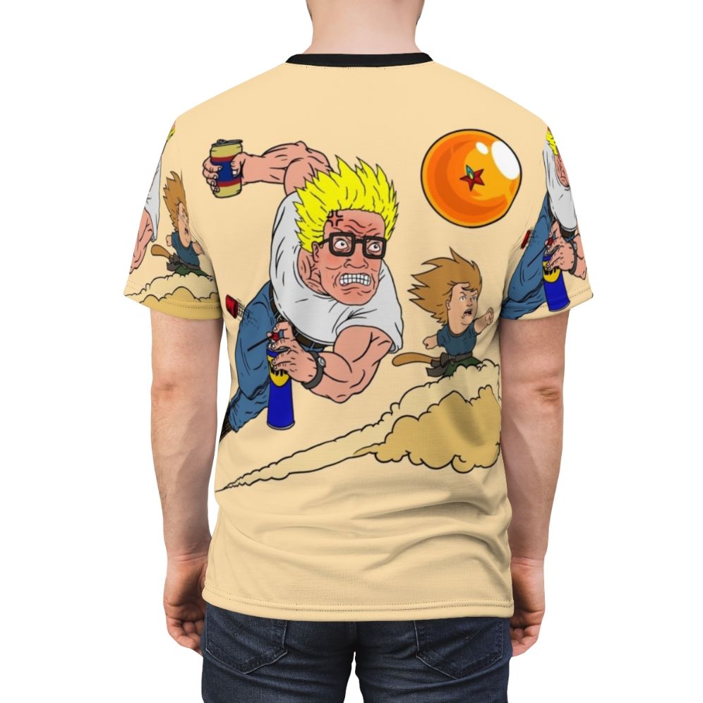 Anime inspired "King Of The Z" T-shirt, featuring a crossover design with characters from King of the Hill and Dragon Ball Z. - men back