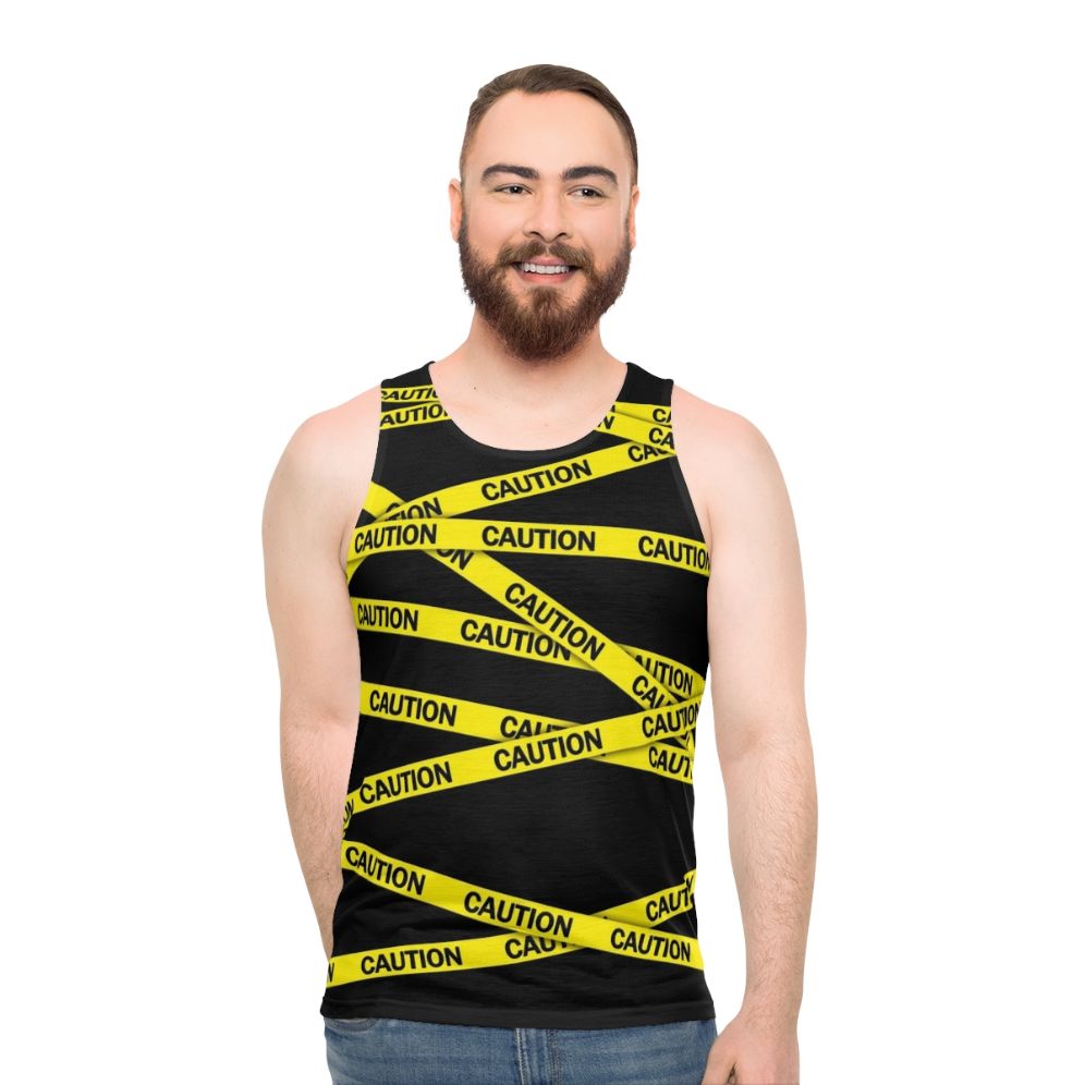 Bright Caution Tape Unisex Tank Top - men